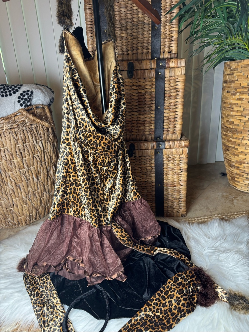 Leopard Print Costume Dress with Ears and Tail - Picture 7 of 8